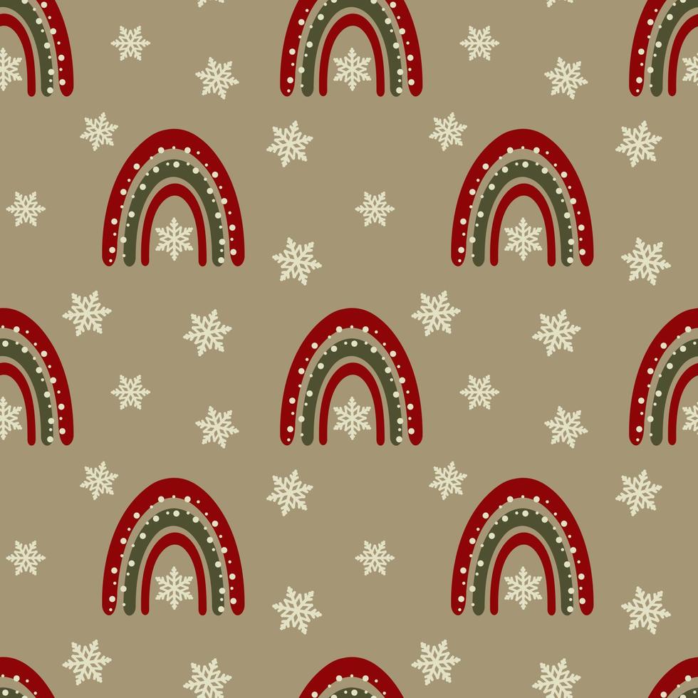 Seamless christmas pattern. Background with rainbow, snowflakes. Perfect for wrapping paper, greeting cards, textile vector