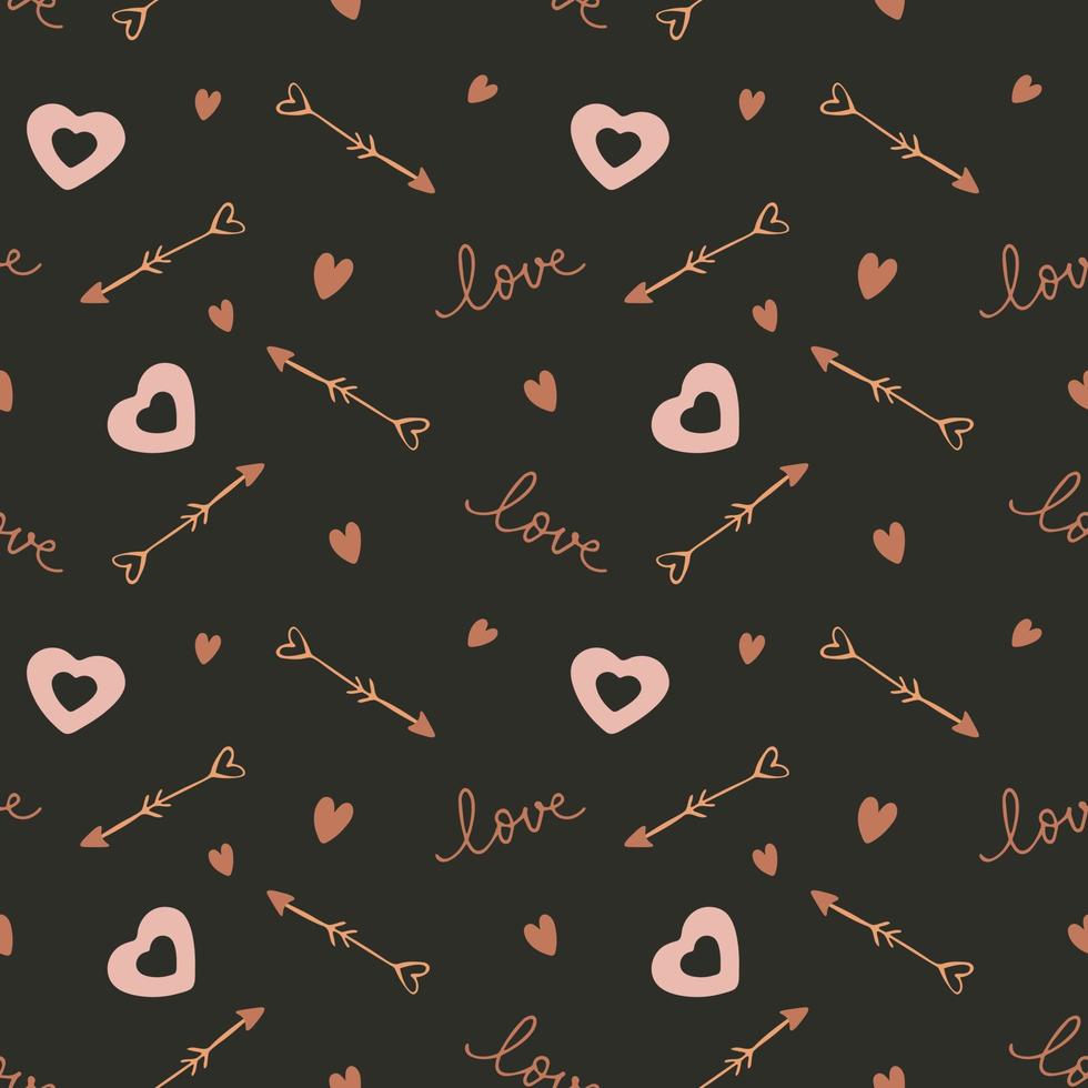 Lovely pattern with hearts and arrows. Vector holiday background. Valentine's Day. Gift wrap, print, cloth, cute background for a card.