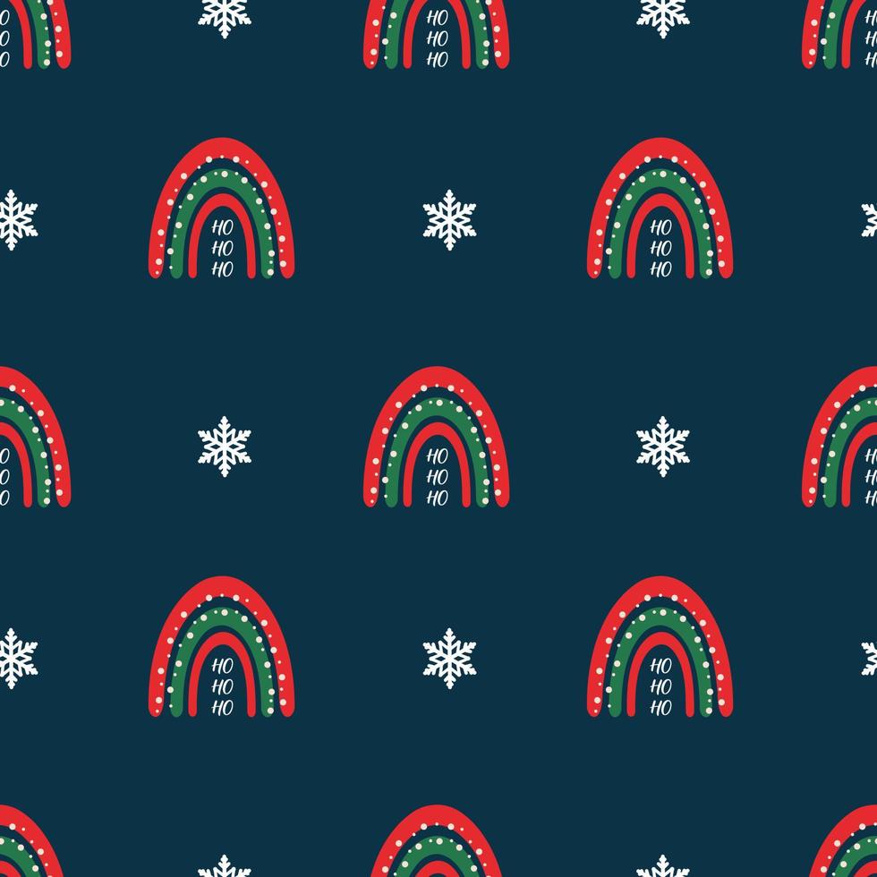Seamless christmas pattern. Background with rainbow, snowflakes. Perfect for wrapping paper, greeting cards, textile vector