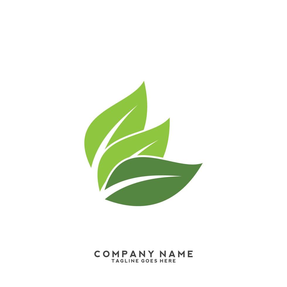 Green leaves logo. plant nature eco garden stylized icon vector botanical.