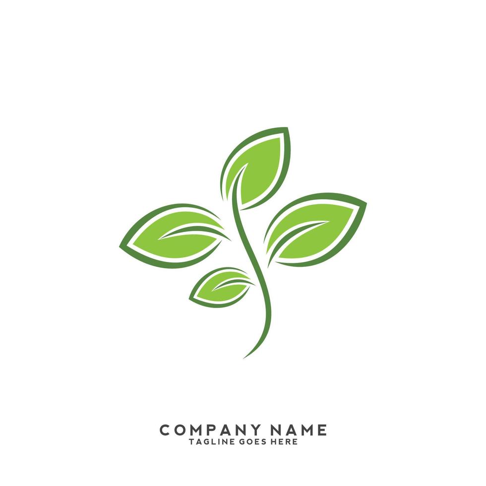 logotipo de hojas verdes. planta naturaleza eco jardín icono estilizado vector botánico.