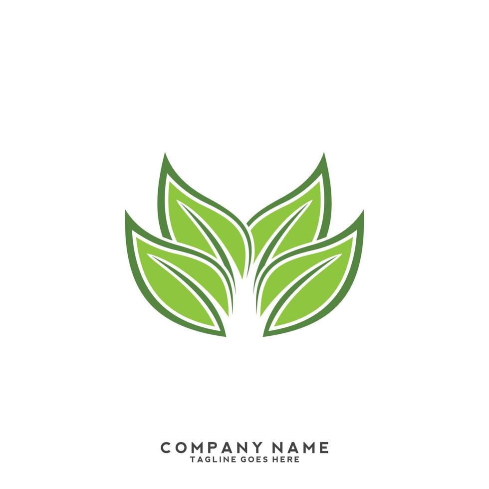 logotipo de hojas verdes. planta naturaleza eco jardín icono estilizado vector botánico.