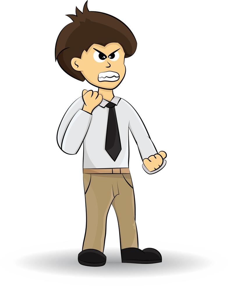 cartoon businessman angry isolated on white background vector