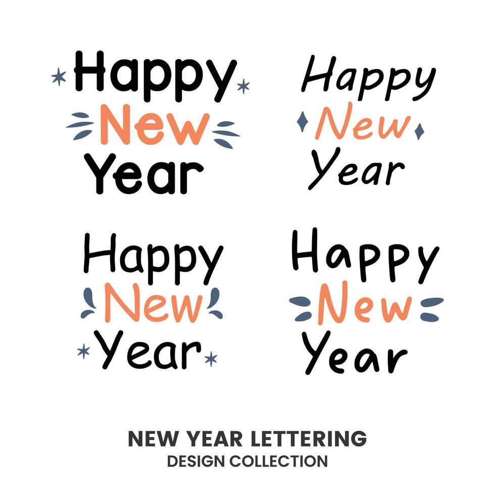 signos de tipografía de feliz año nuevo. colección de composiciones de letras vectoriales vector