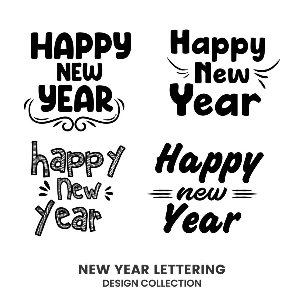 signos de tipografía de feliz año nuevo. colección de composiciones de letras vectoriales vector