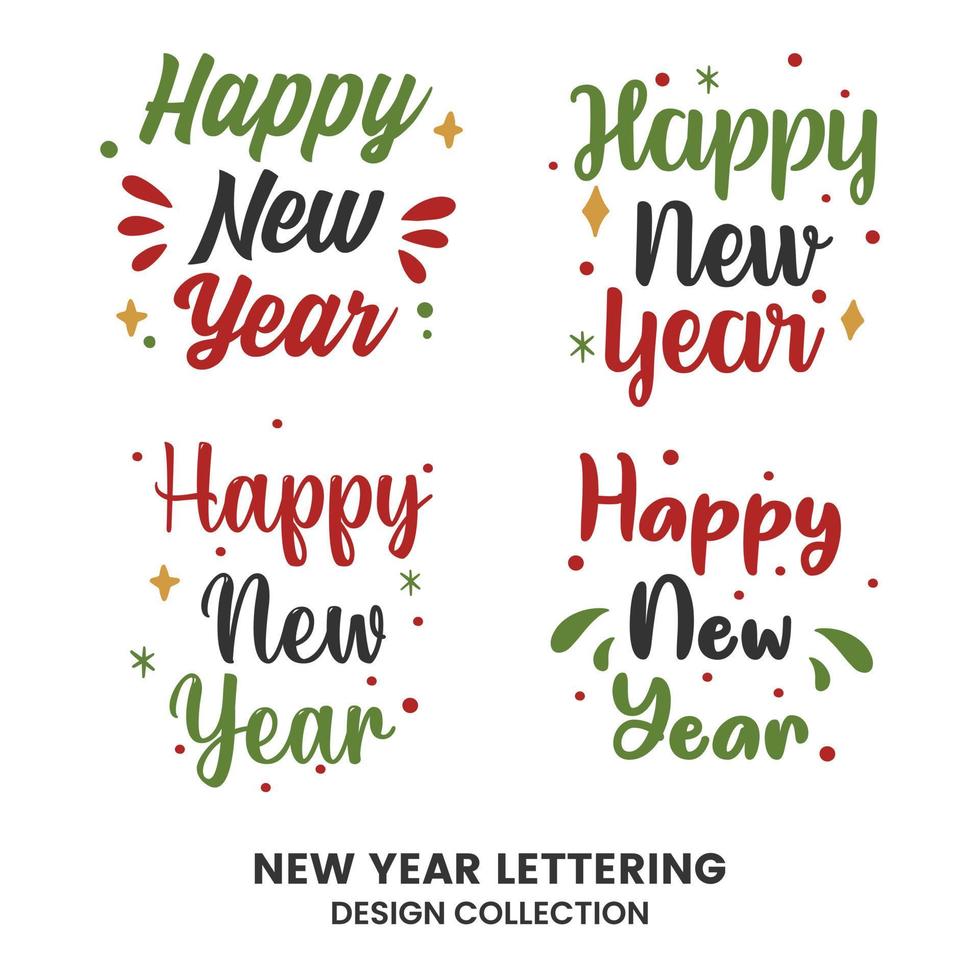 signos de tipografía de feliz año nuevo. colección de composiciones de letras vectoriales vector