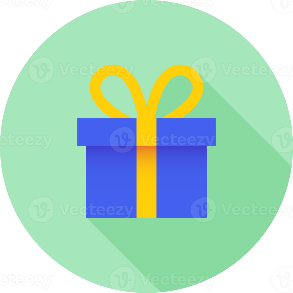 Gift box icon in flat design style. Wrapped gift box with ribbon sign. png