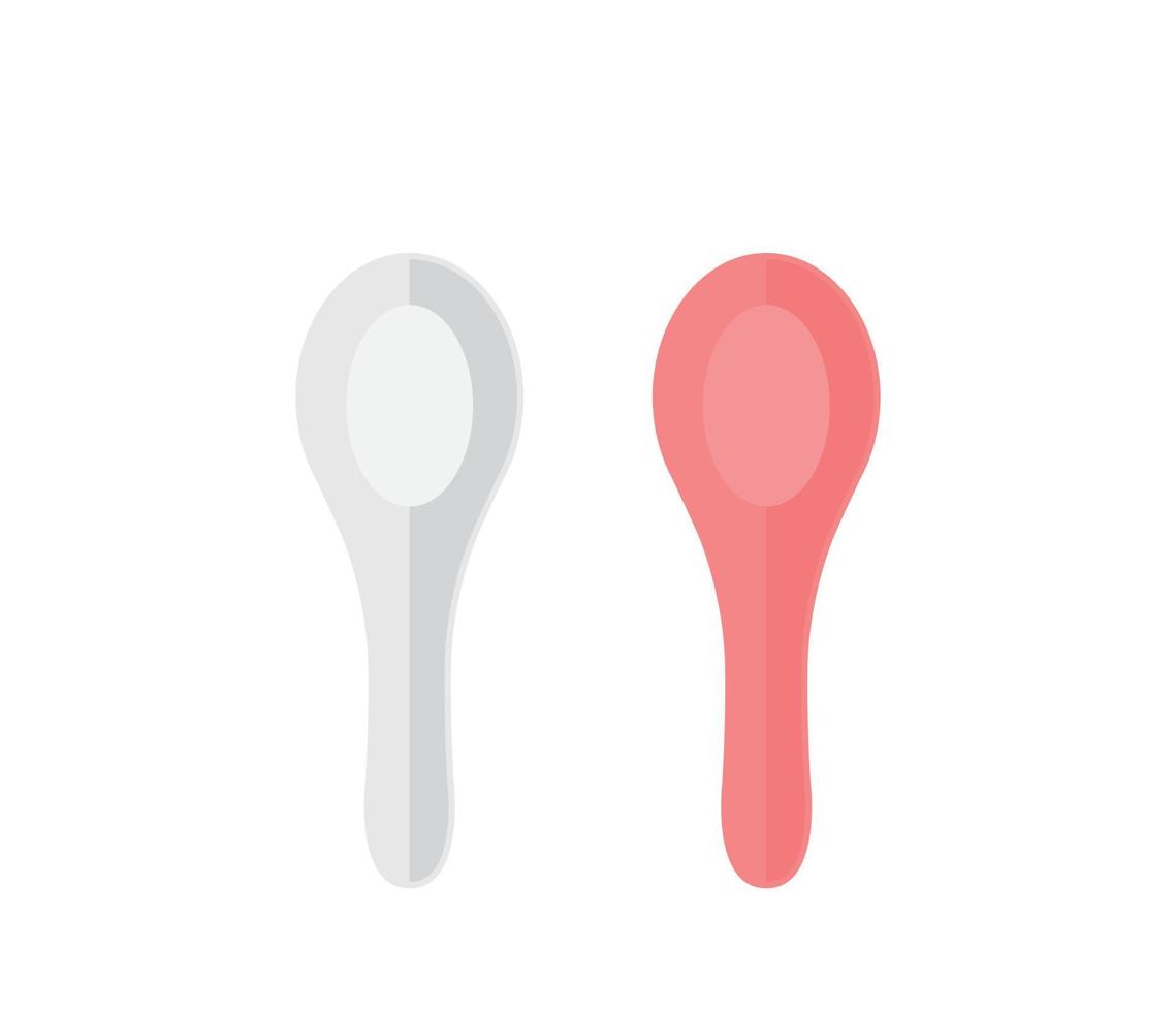 Pair of white and red spoons, cutlery vector icon or symbol