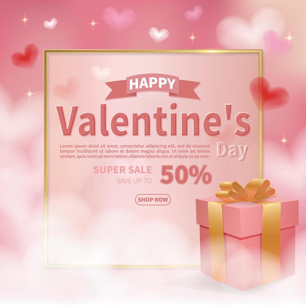 Valentine's day sale design with clouds and hearts vector