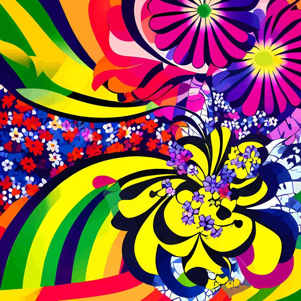 Sixties Retro Groovy Floral Abstract vector