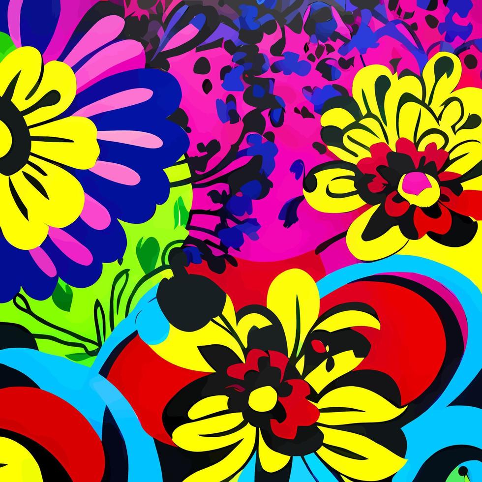 Groovy Hipster Sixties Floral Design vector