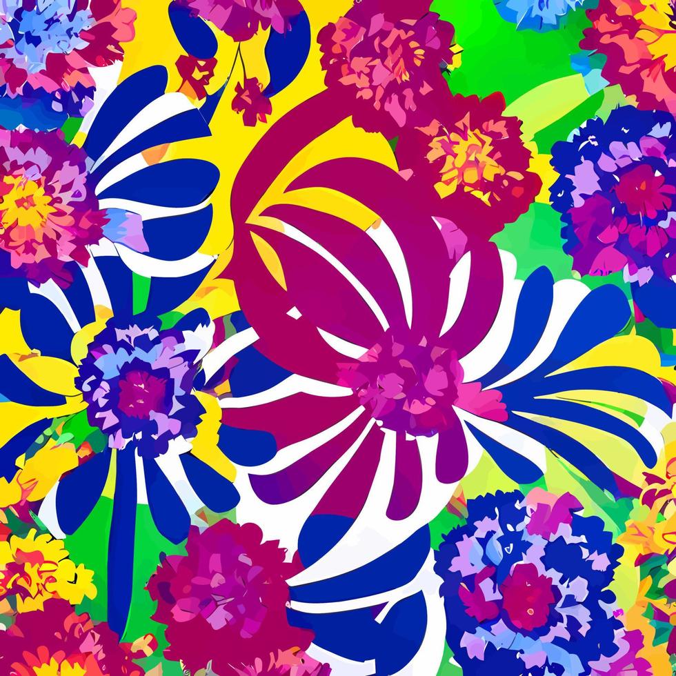 Funky Retro Boho Floral Art vector