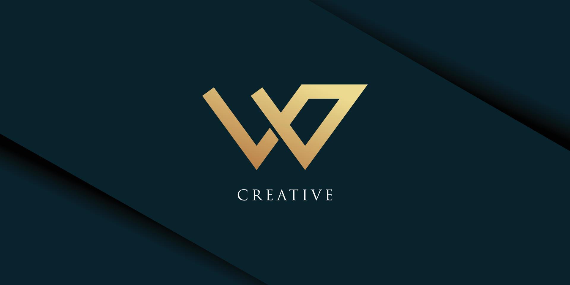 logotipo de letra w minimalista con vector de icono de diseño degradado dorado