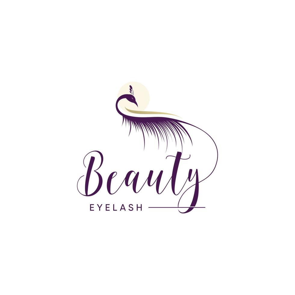 logotipo de pestañas de belleza con ilustración de icono de diseño creativo de concepto de pavo real vector