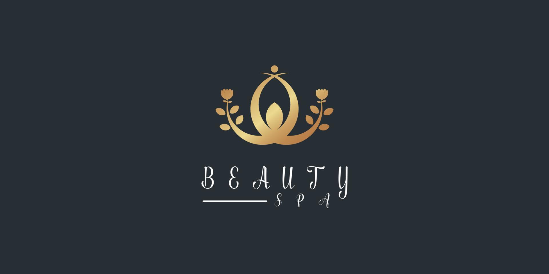 Beauty spa logo with floral element for beauty business vector