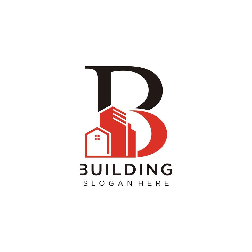 Building logo with initial b concept for business contruction vector