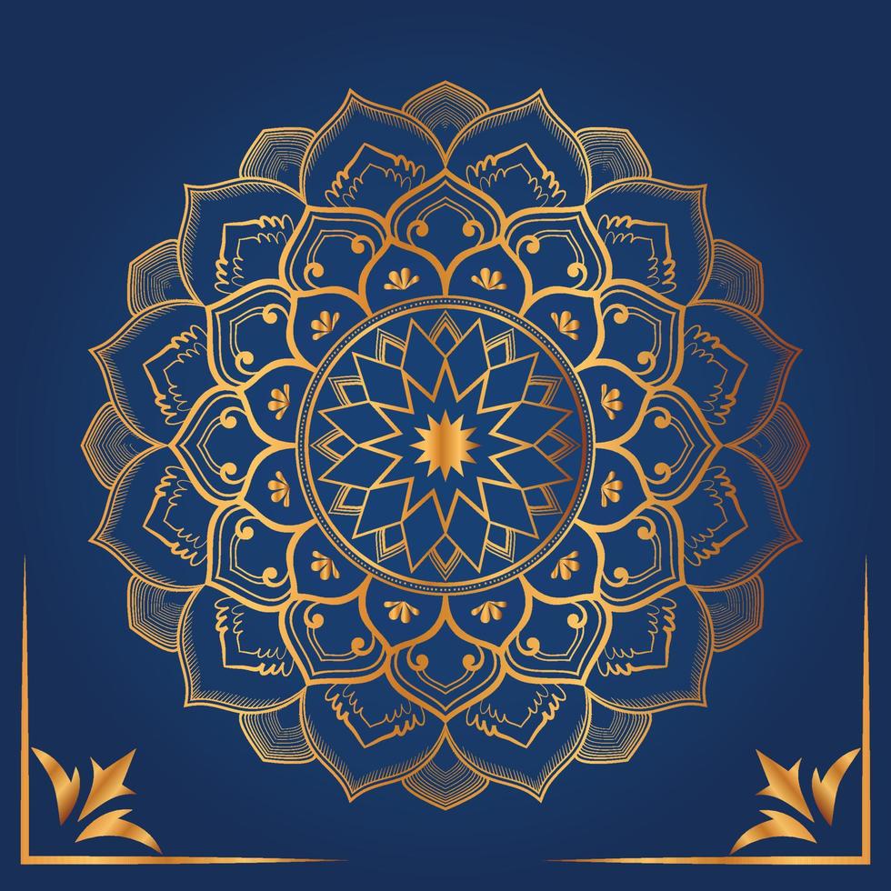Luxury mandala business card with golden pattern arabic islamic style vector
