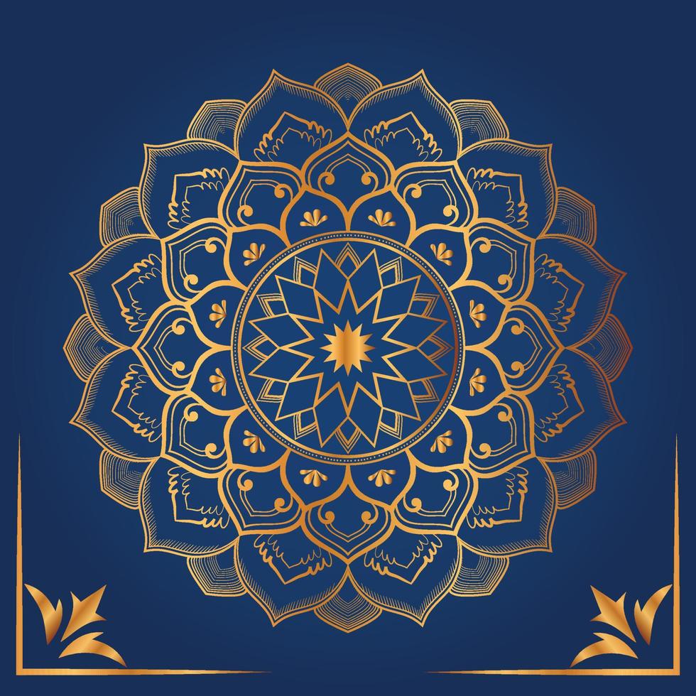 Luxury mandala business card with golden pattern arabic islamic style vector