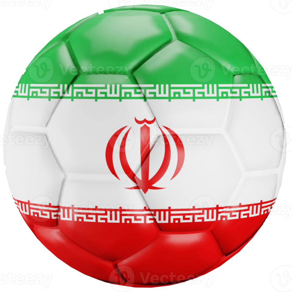 Bola de futebol de renderização 3D com a bandeira da nação iraniana. png