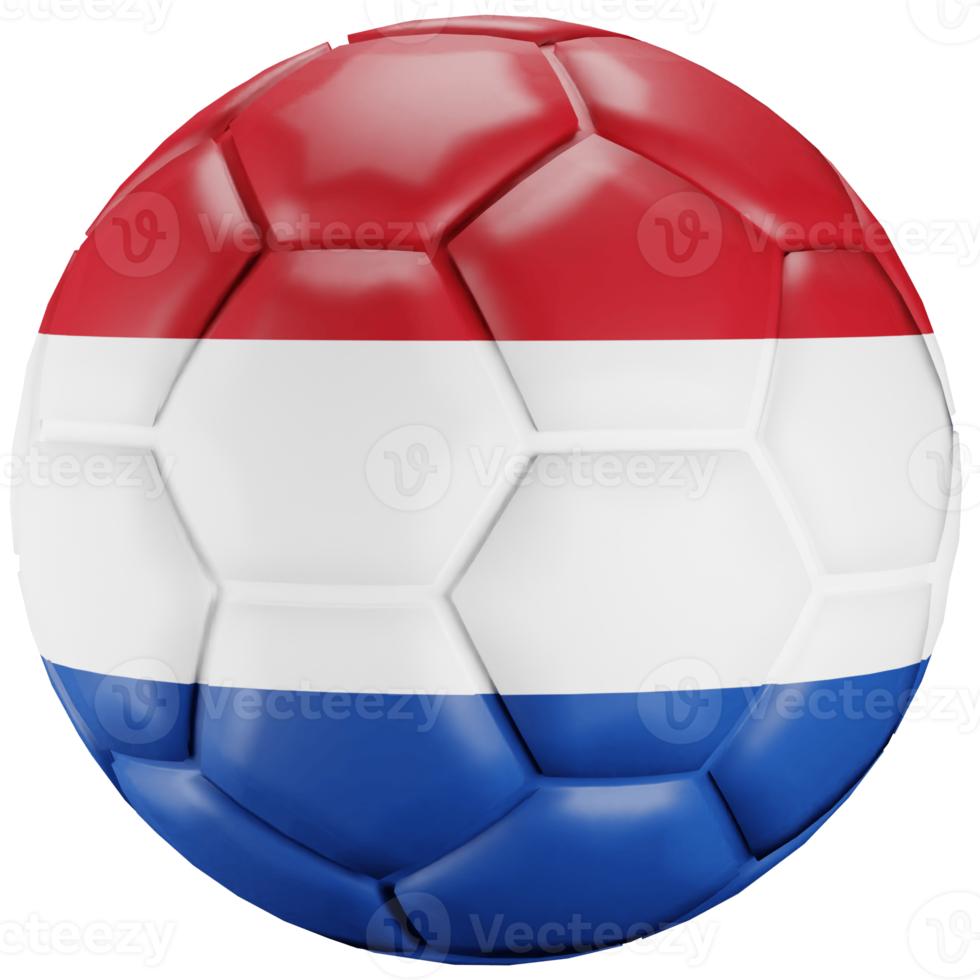 3D render soccer ball with Netherland nation flag. png