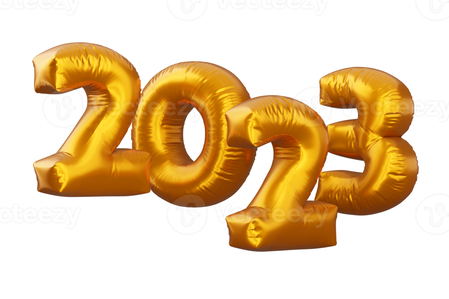 Gold 2023, happy new year two thousand twenty three, 3d rendering png