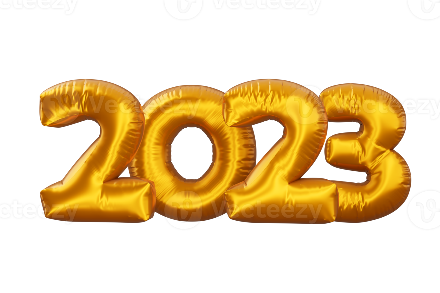 Gold 2023, happy new year two thousand twenty three, 3d rendering png