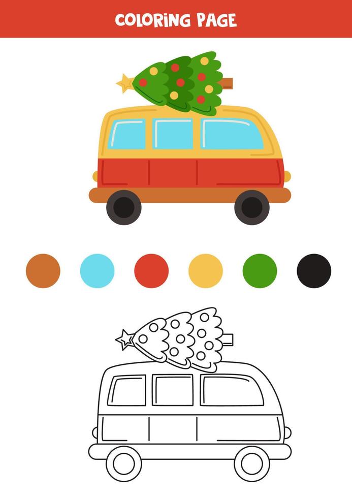 Color cartoon van. Worksheet for kids. vector