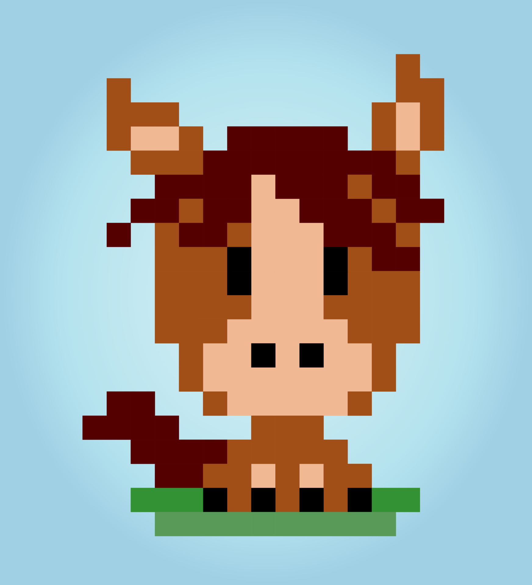 8 bit pixels horse. Animal for game assets and cross stitch patterns in