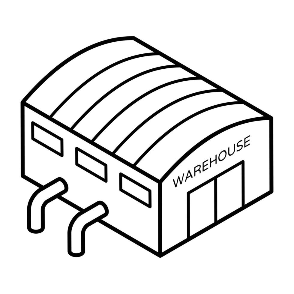 Download isometric line icon of warehouse vector