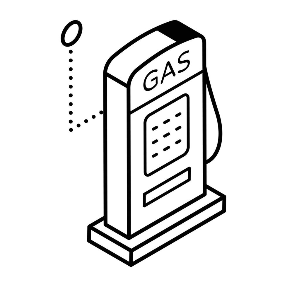 An editable isometric icon of petrol pump vector