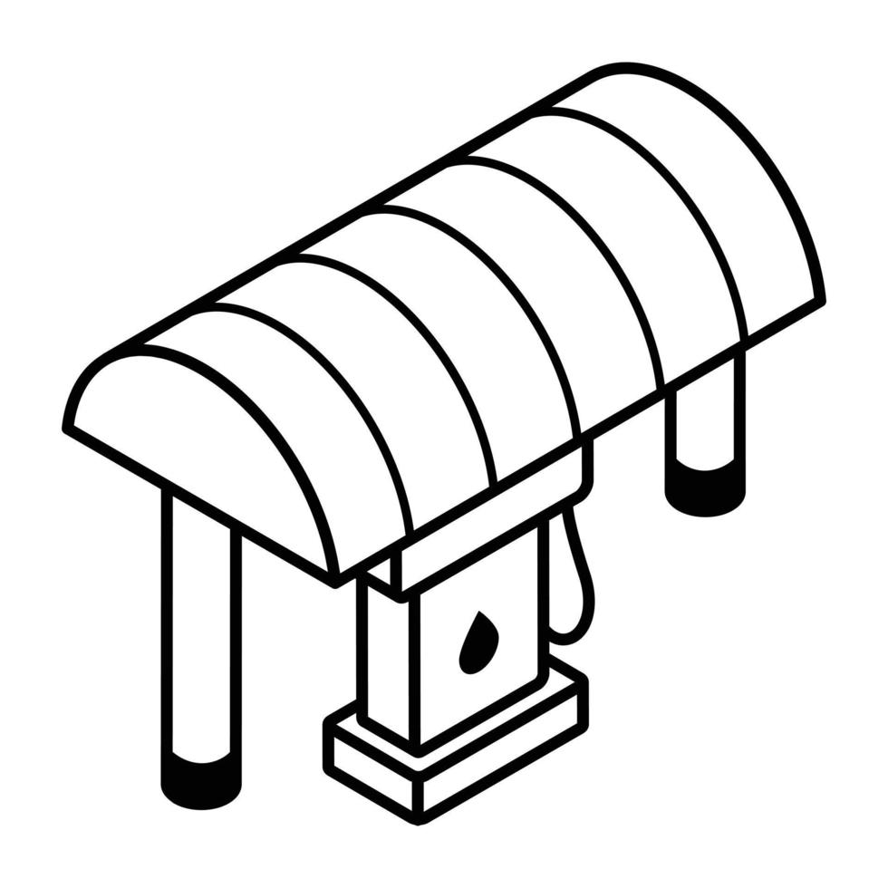 An editable isometric icon of petrol pump vector