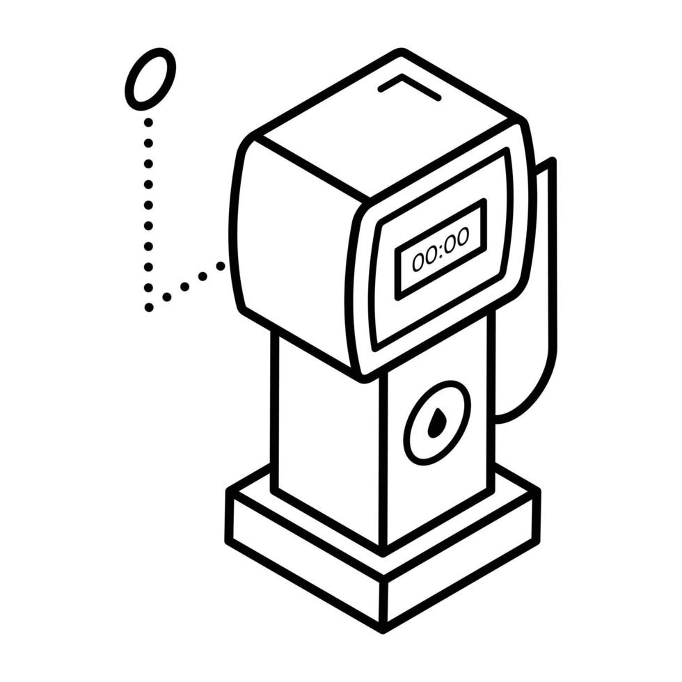 An editable isometric icon of petrol pump vector