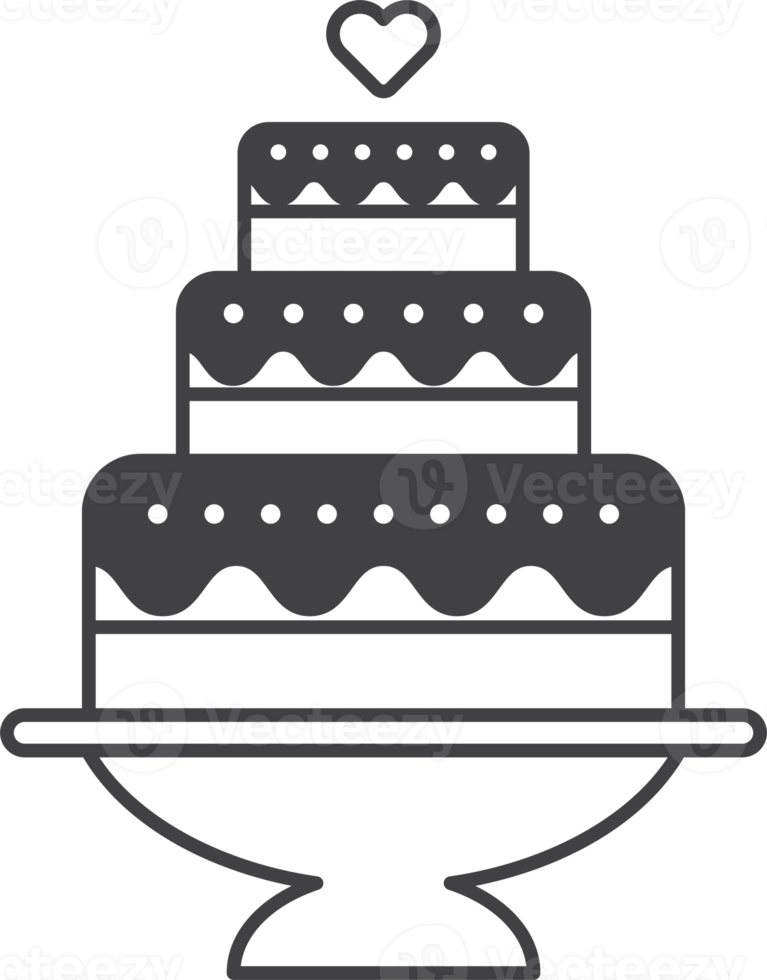 ilustração de bolo de casamento em estilo minimalista png