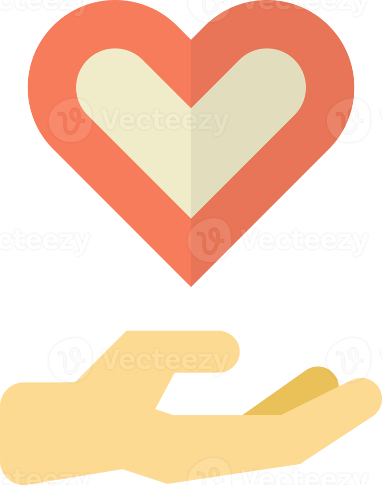 illustration de la main et du coeur dans un style minimal png