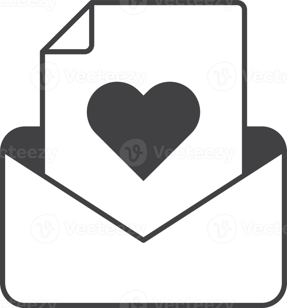 envelope and heart illustration in minimal style png