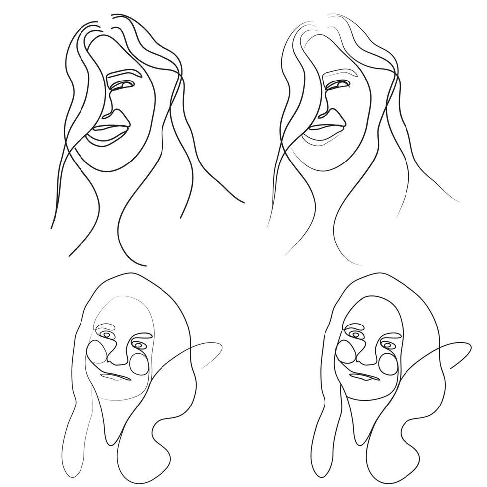 Hand drawn female line drawing Images illustration collection vector