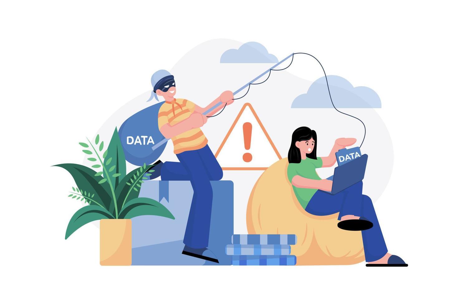 Phishing data theft Illustration concept. A flat illustration isolated on white background vector