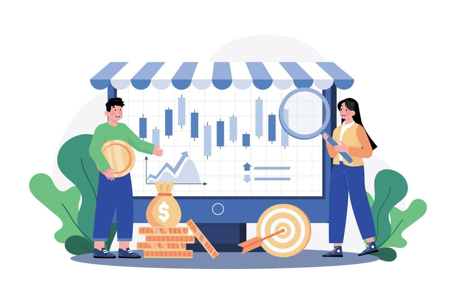 NFT marketplace Illustration concept. A flat illustration isolated on white background vector