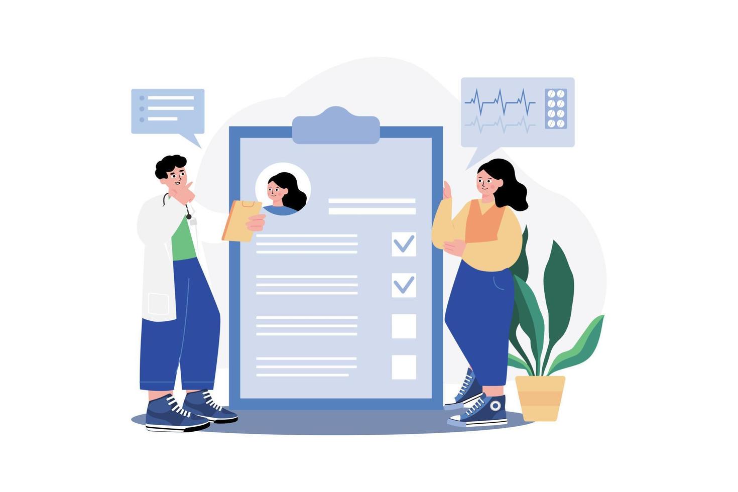 Doctor Verifying Patient Medical Report vector