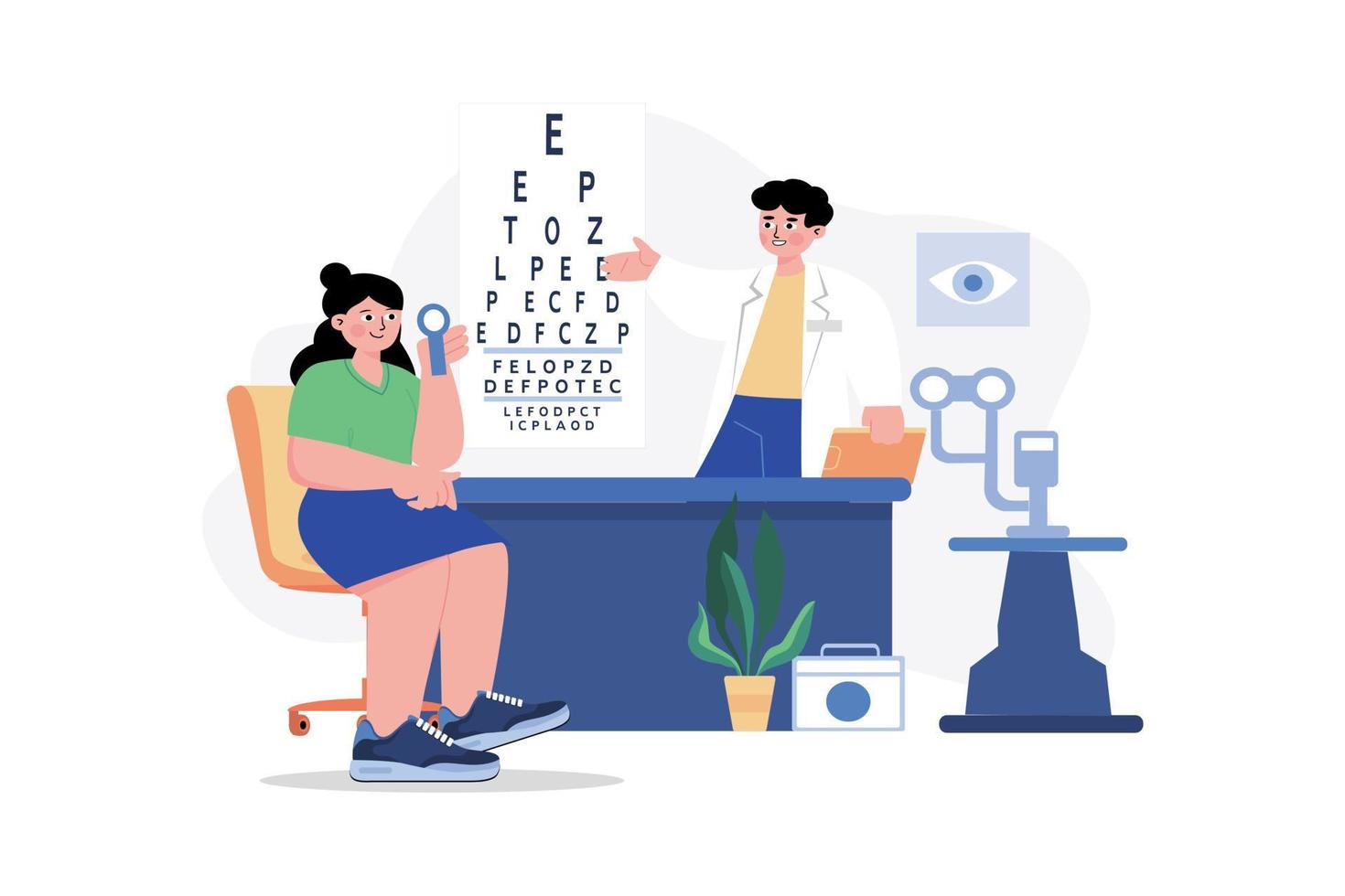 Eye Test Illustration concept. A flat illustration isolated on white background vector