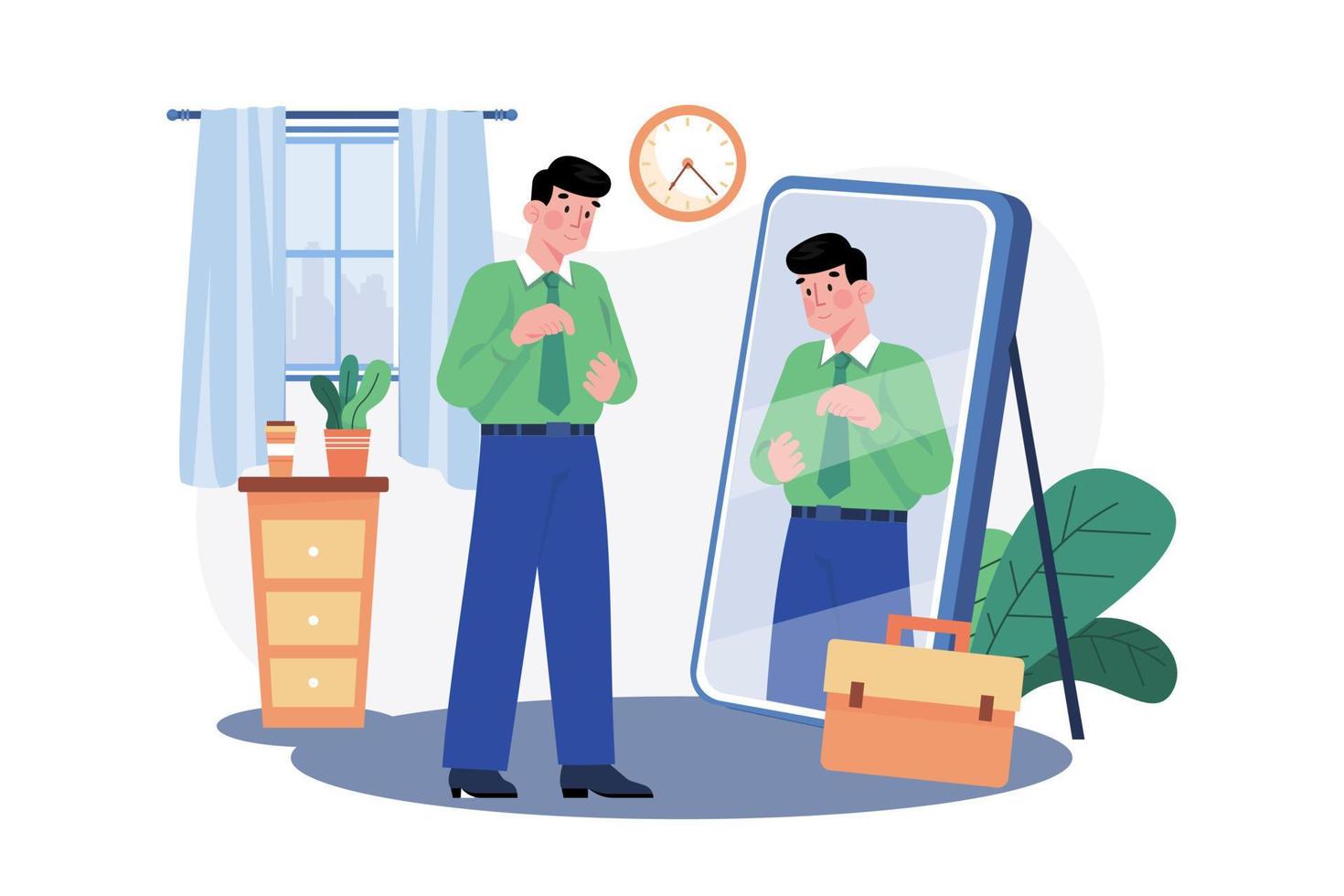 Man getting ready for office Illustration concept. A flat illustration isolated on white background vector