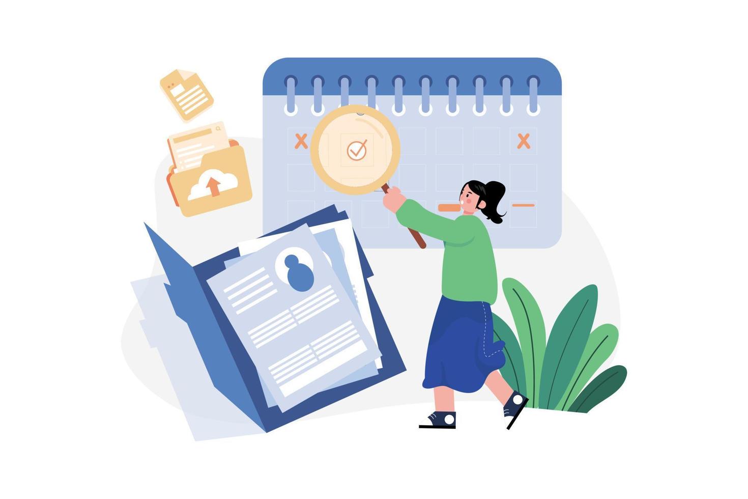 Hiring Schedule Illustration concept. A flat illustration isolated on white background vector