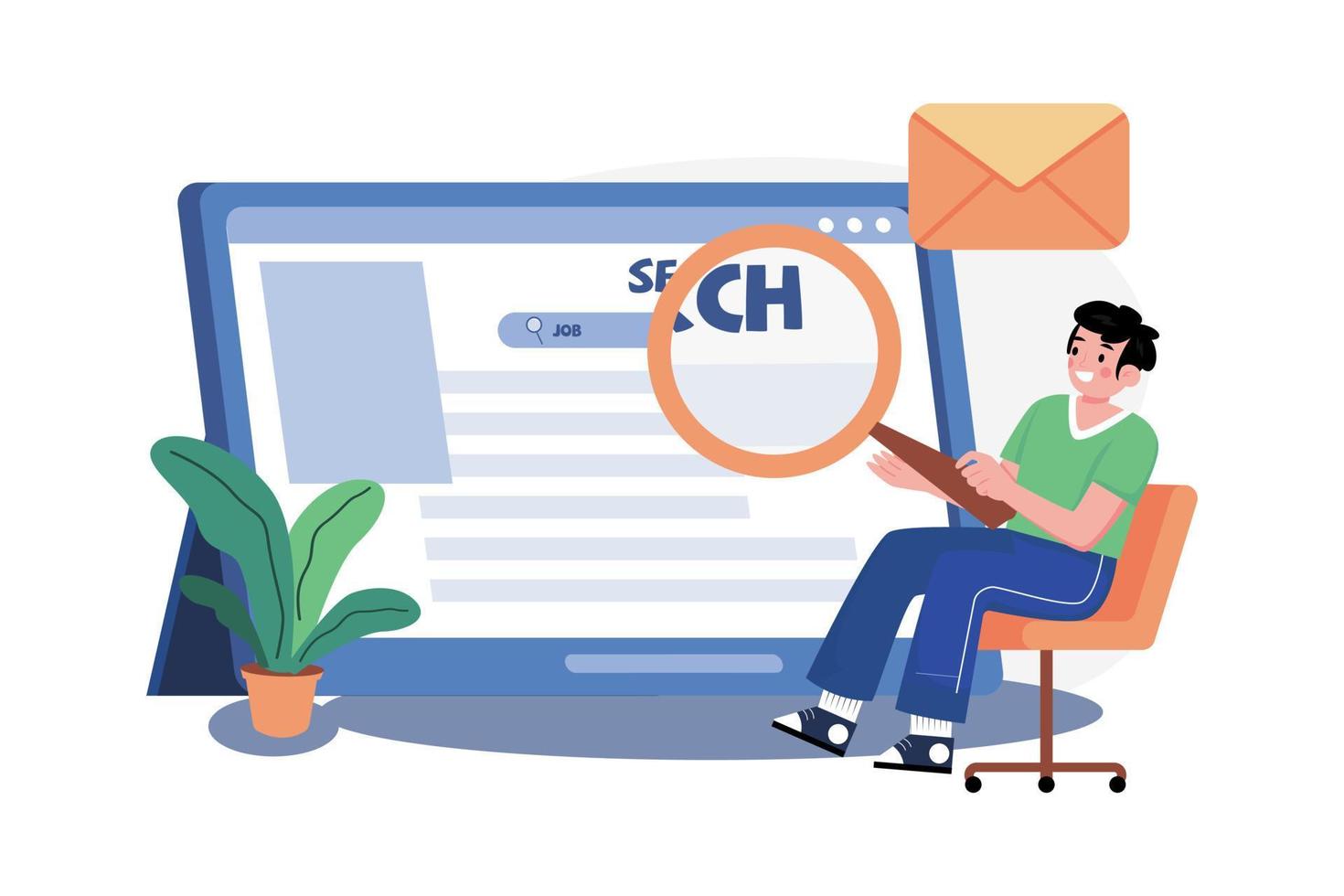 Online Job Research Illustration concept. A flat illustration isolated on white background vector