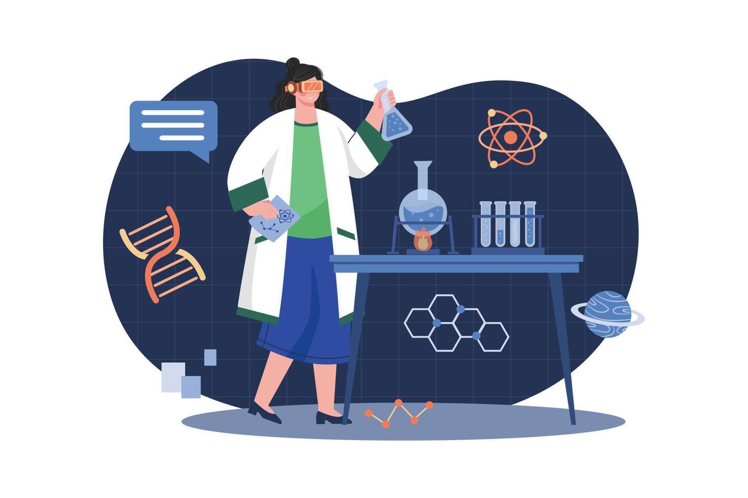 Scientist in the metaverse Illustration concept. A flat illustration isolated on white background vector