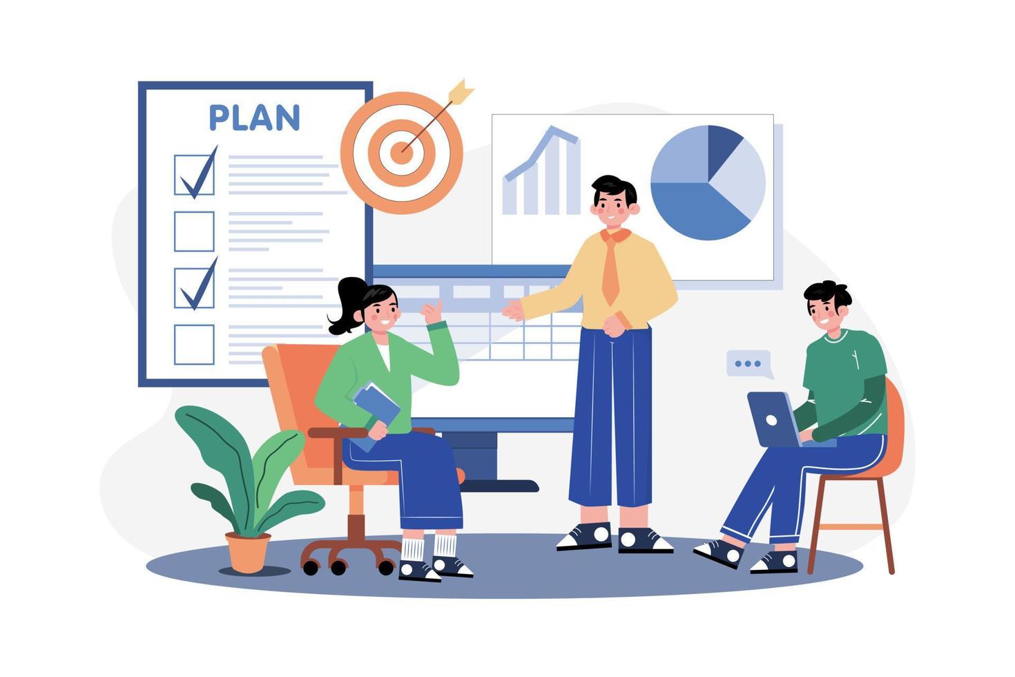Business Training Illustration concept. A flat illustration isolated on white background vector