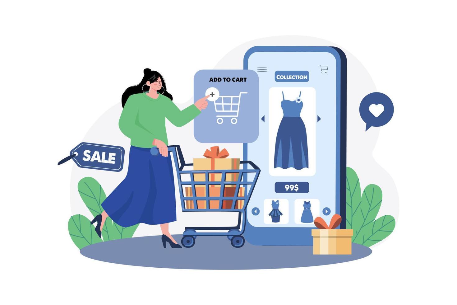 Add To Cart Illustration concept vector