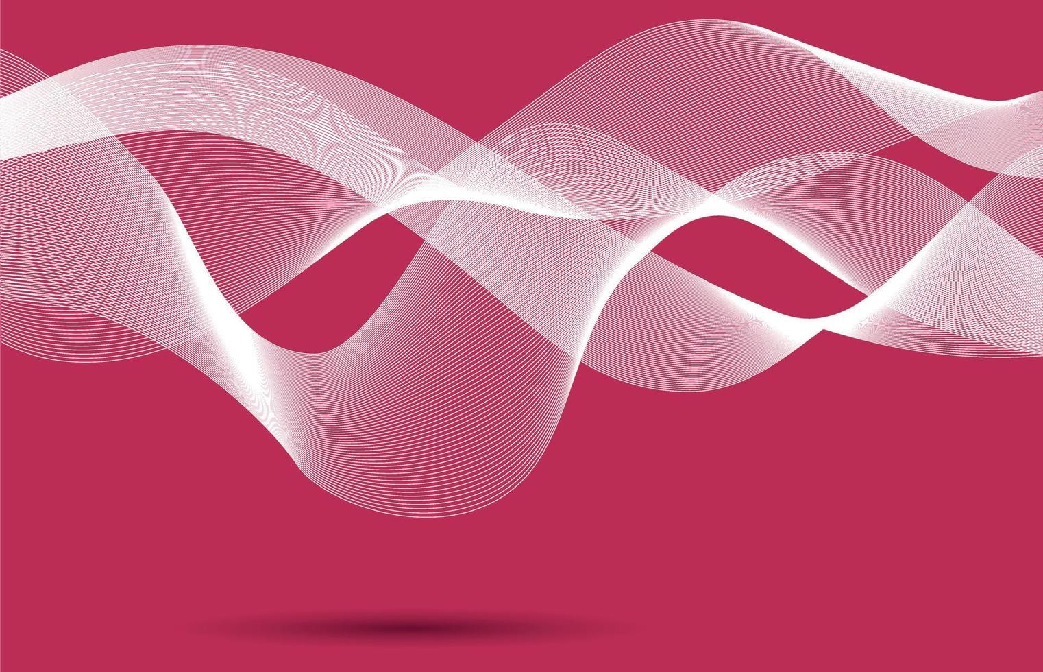 Abstract wave element for design. Digital frequency track equalizer. Colorful shiny wave with lines created using blend tool. Curved wavy line, smooth stripe. Viva Magenta color background vector