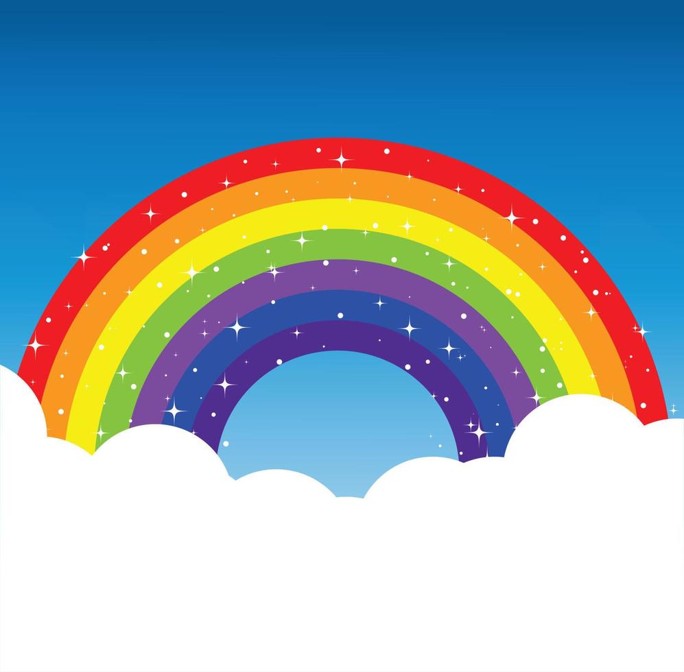 Colorful rainbow with clouds, backgrounds vector illustration