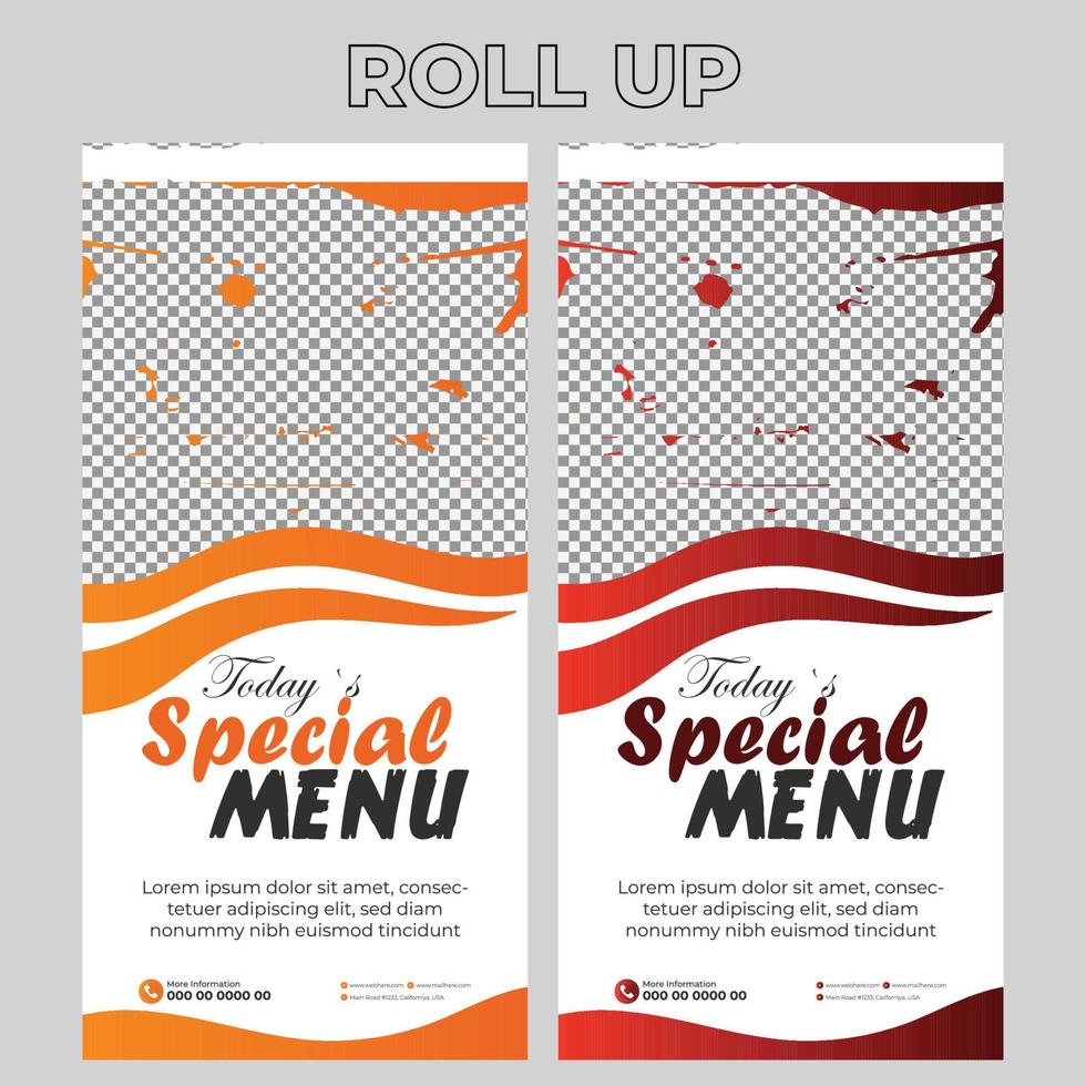 Food Restaurant Roll Up Banner Signage Template vector