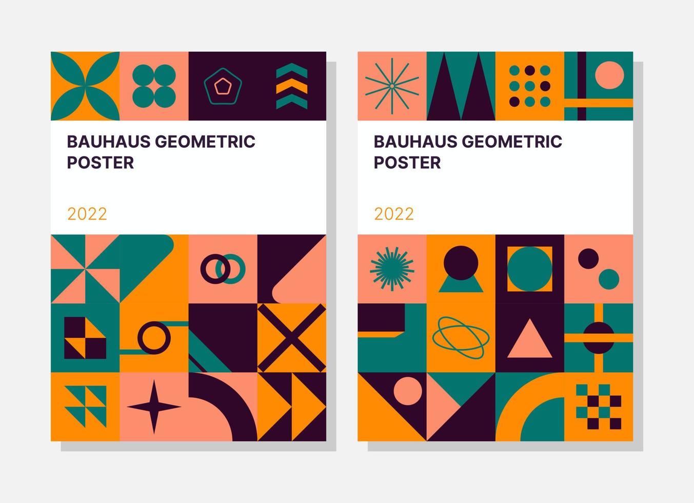 Abstract geometric posters. Bauhaus cover templates with abstract geometry. Retro architecture abstract shapes, forms, lines and abstract vector set. Magazine, journal, and album creative art cover.